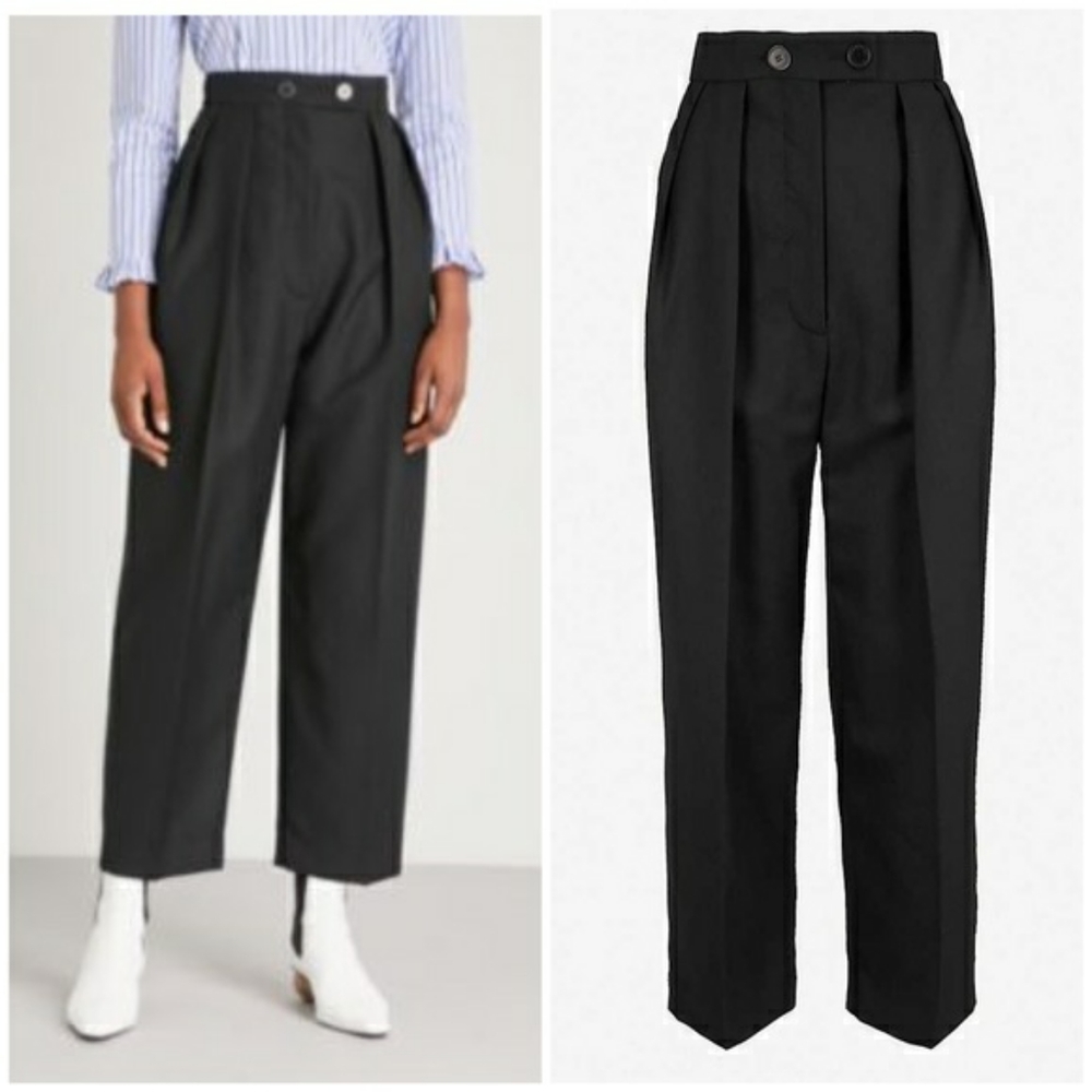 SANDRO Havana  pleated High_Waisted In Deep Navy Pants Size 38